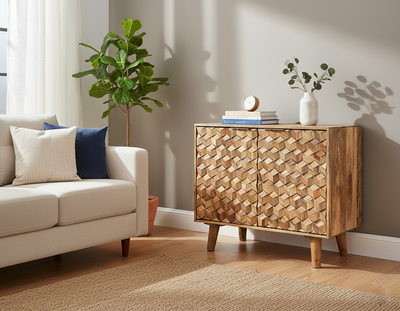 2 Door Sideboard Mango Wood. L45 x W93 x H77 cm