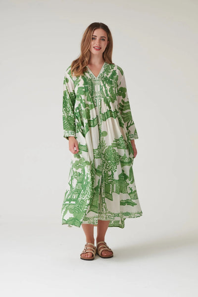 Giant Willow Green Pinch Pleat Dress