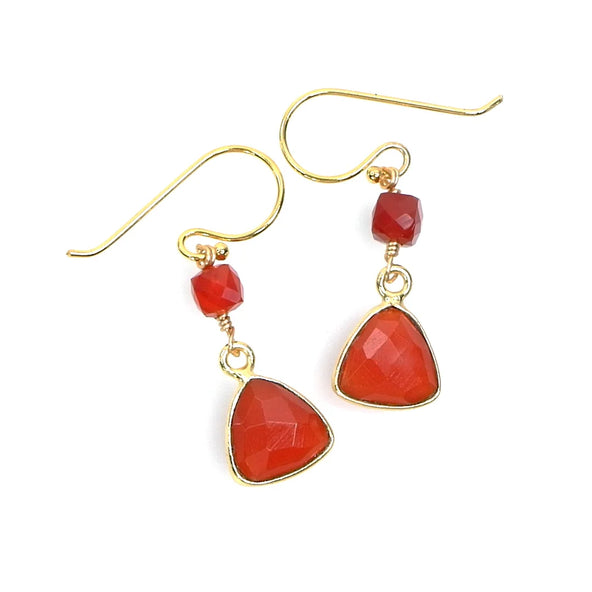 Handcrafted Gemstone – 18K Gold-Plated Earrings Carnelian