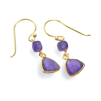 Handcrafted Gemstone Earrings – 18K Gold-Plated Amethyst
