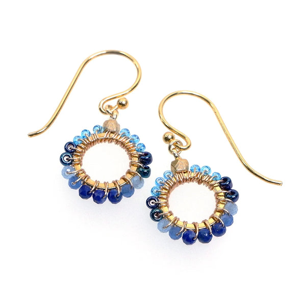 Handcrafted Gemstone & Crystal – 18K Gold-Plated Earrings Dark Blue