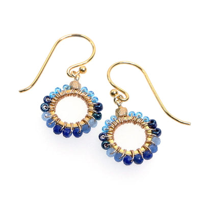 Handcrafted Gemstone & Crystal – 18K Gold-Plated Earrings Dark Blue