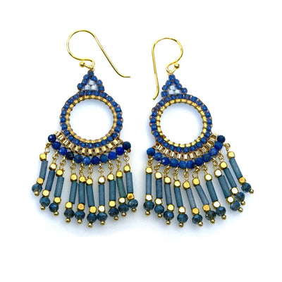 Handcrafted Earrings - Gold Plated, Dark Blue