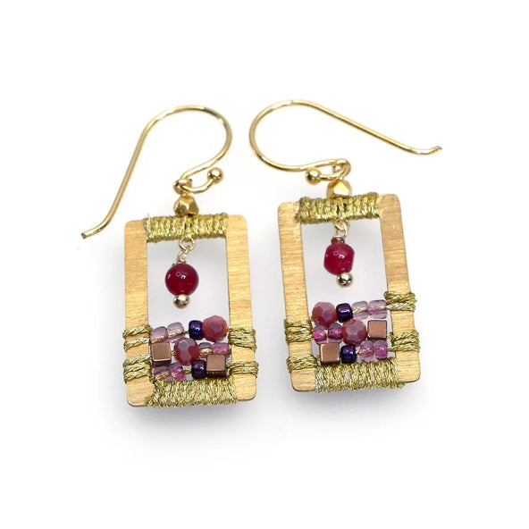 Handcrafted Gemstone & Crystal – 18K Gold-Plated Earrings Boho Beaded Frame