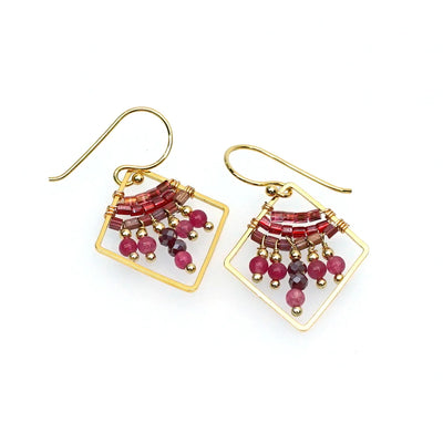 Handcrafted Gemstone & Crystal Earrings – 18K Gold-Plated
