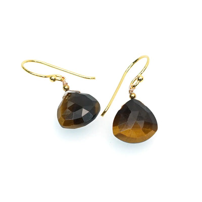 Handcrafted Gemstone – 18K Gold-Plated Earrings Tigers Eye