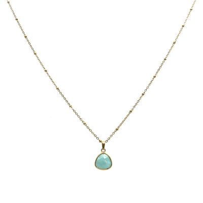 Handcrafted Gemstone Necklace with 18K Gold Plating Blue Necklace - Amazonite