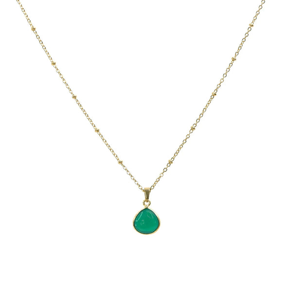 Handcrafted Gemstone Necklace with 18K Gold Plating, Green