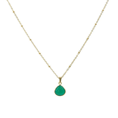Handcrafted Gemstone Necklace with 18K Gold Plating, Green