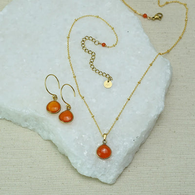 Gemstone Handcrafted Necklace, Orange