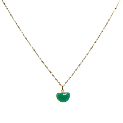 Handcrafted Gemstone Necklace with 18K Gold Plating, Green
