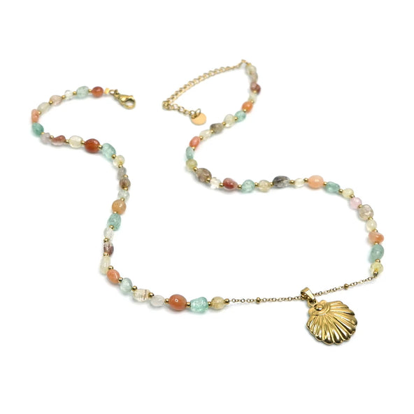 Handcrafted Gemstone Necklace with 18K Gold Plating Orange - Carnelian