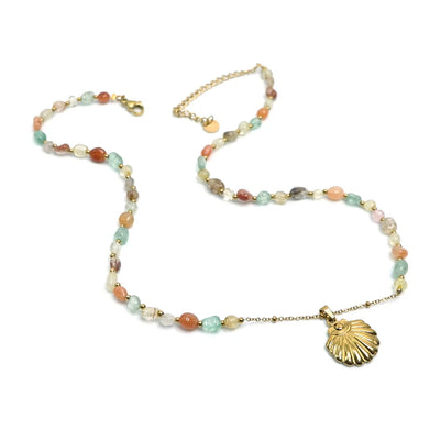 Handcrafted Gemstone Necklace with 18K Gold Plating Orange - Carnelian