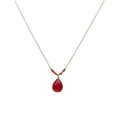 Handcrafted Gemstone Necklace with 18K Gold Plating Dyed Ruby, Garnet