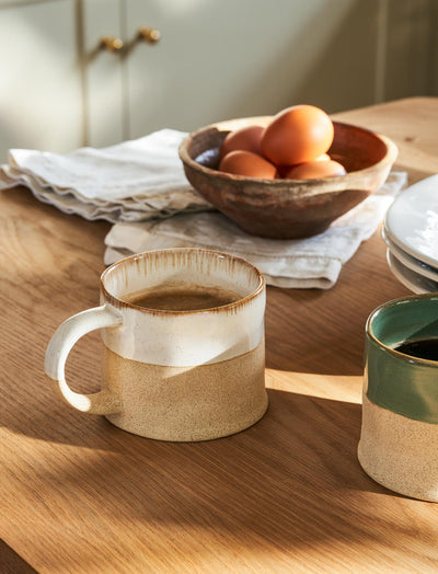 Bladon Half Glazed Mugs White