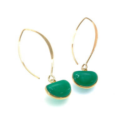 Handcrafted Gemstone – 18K Gold-Plated Earrings Green Onyx