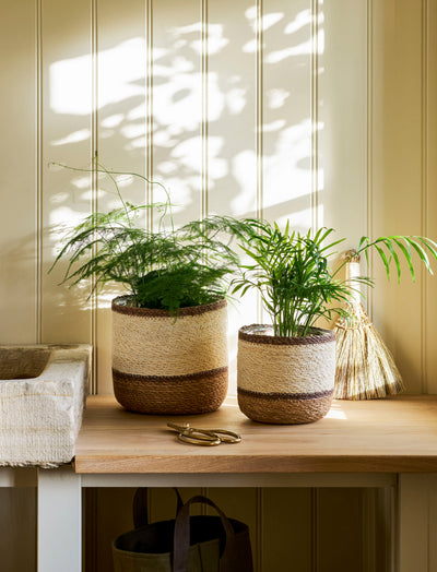 Jute Multi Stripe Planter Small Natural