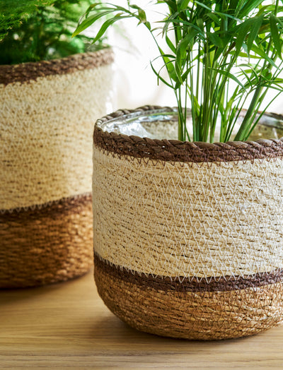 Jute Multi Stripe Planter Large Natural