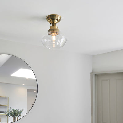 Camrose Ceiling Light Brass with Clear Glass