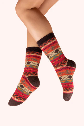 Cosy FairIsle Russet Cosy Socks