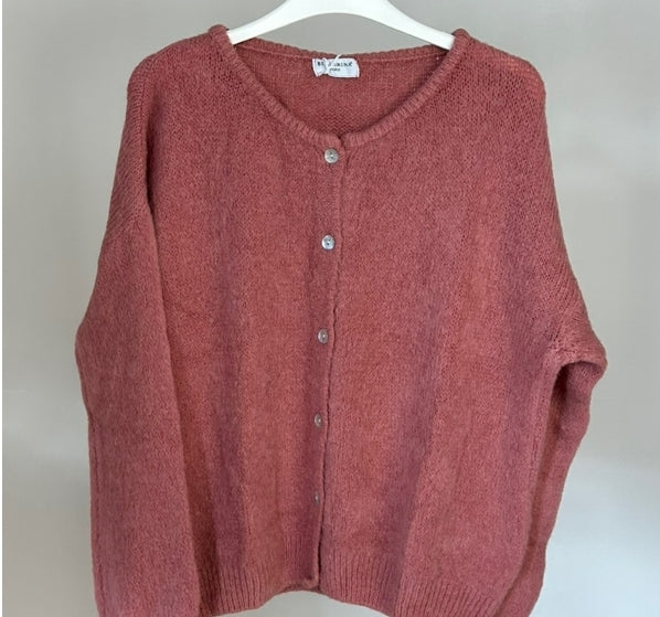 Alpaca Knit Button Through Cardigan Rose