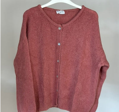 Alpaca Knit Button Through Cardigan Rose