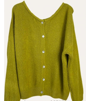 Alpaca Knit Button Through Cardigan Chartreuse