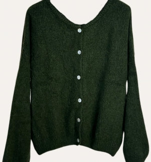 Alpaca Knit Button Through Cardigan Khaki