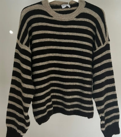 Striped Baby Alpaca Long Sleeve Jumper Chocolate/Natural