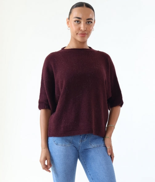 Baby Alpaca Drop Shoulder Jumper Merlot