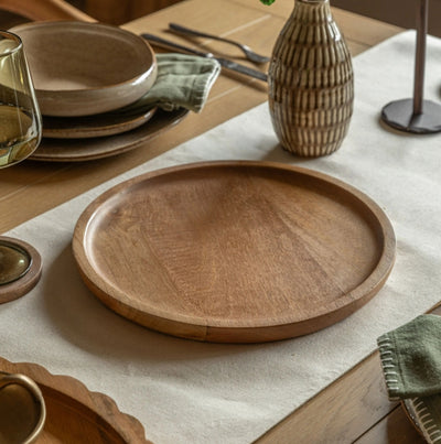 Mango Wood Round Decorative Tray