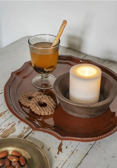 Oval enamel tray Copper