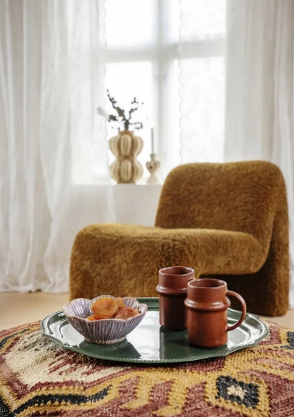 Oval enamel tray Green