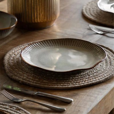 Organic Ridged Dinner Plate Stone Set of 4