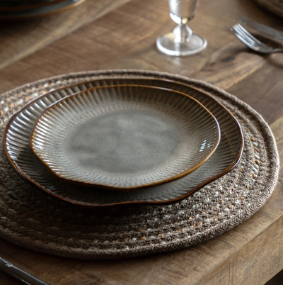 Organic Ridged Side Plate Stone Set of 4