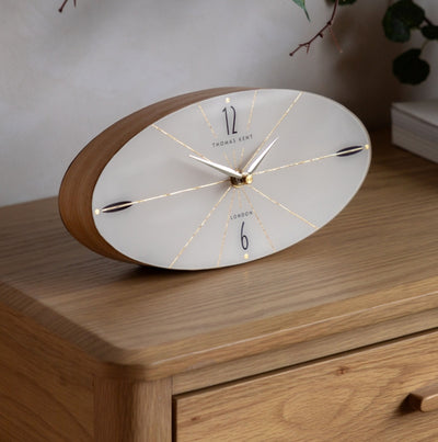Greenwich Mantel Clock Oak Stripe Large