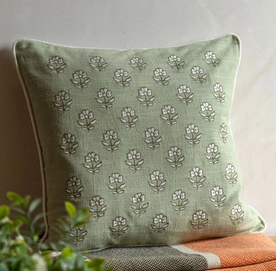Ilkley Embroider Floral Cushion Sage