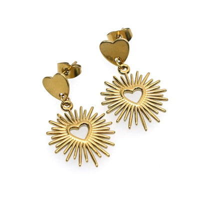 Heart of Sunshine 18K Gold Plated Stainless Steel Earrings