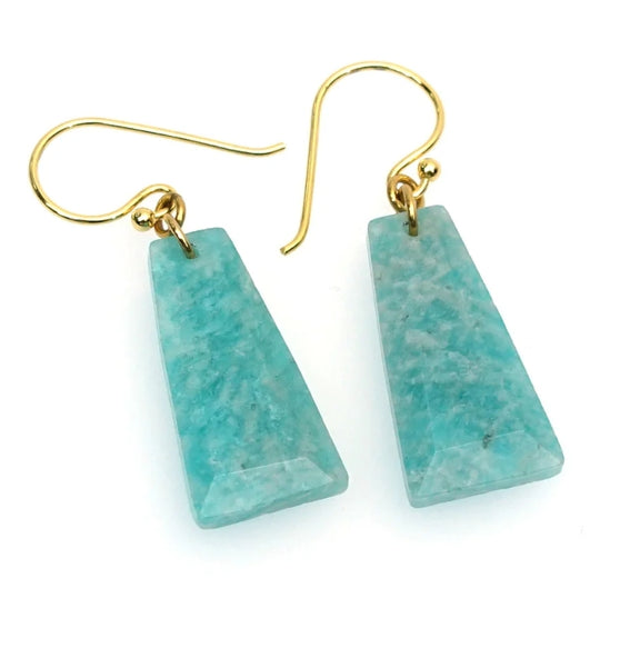Handcrafted Gemstone – 18K Gold-Plated Earrings Amazonite