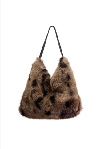 Mocha Deer Faux Fur Tote Bag