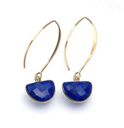 Handcrafted Gemstone – 18K Gold-Plated Earrings Dark Blue Lapis