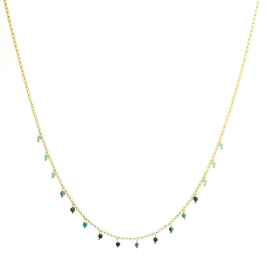 Handcrafted Gemstone Necklace with 18K Gold Plating Green Onyx, Turquoise