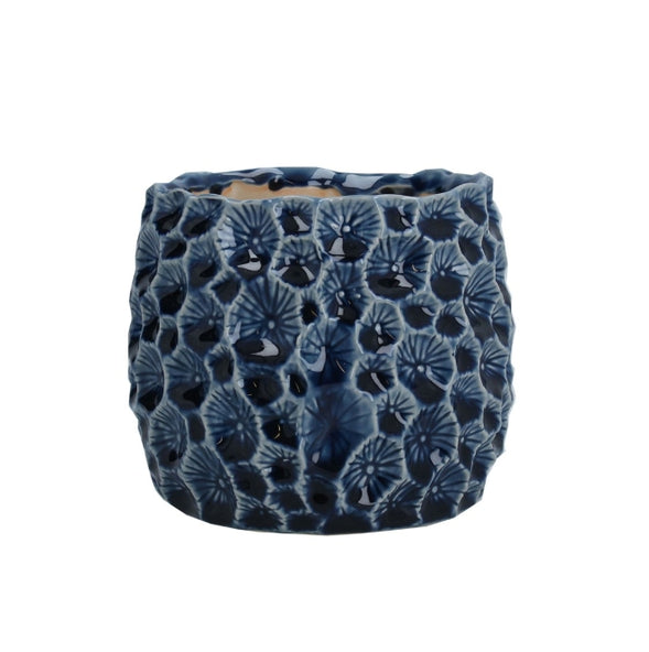 Ceramic Pot Cover 12cm - Navy Crater,