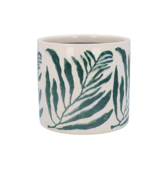 Ceramic Pot Cover 14cm - Green Branch