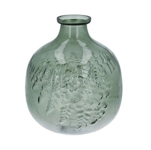 Glass Vase 15.3cm - Green Fern Impression Ball