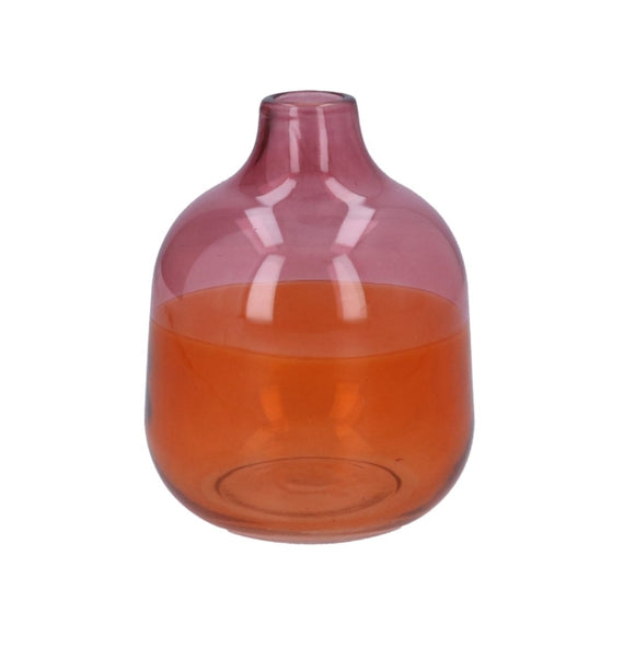 Glass Vase 14cm - Orange Two-Tone