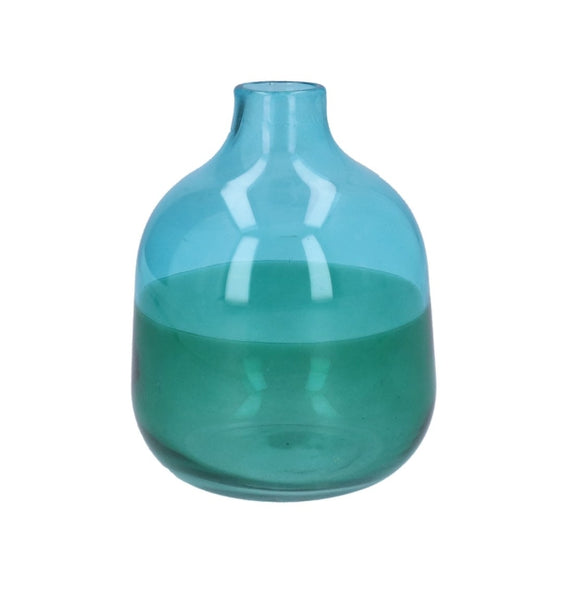 Glass Vase 14cm - Blue Two-Tone