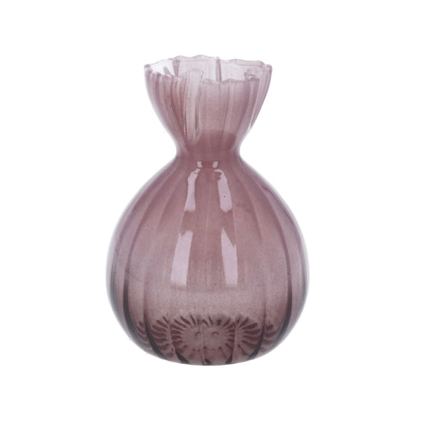 Glass Vase 11cm - Mauve Frill Top Bud