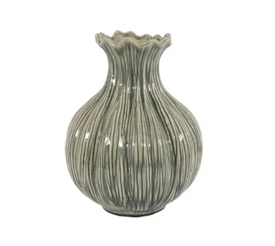 Aven Glazed Vase Fennel Green