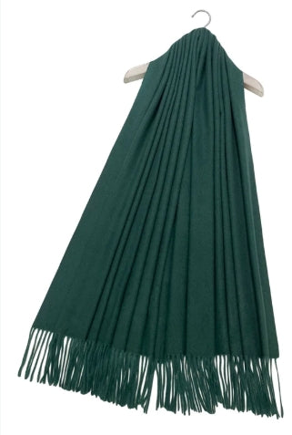 Dark Green Plain Wool Blanket Scarf